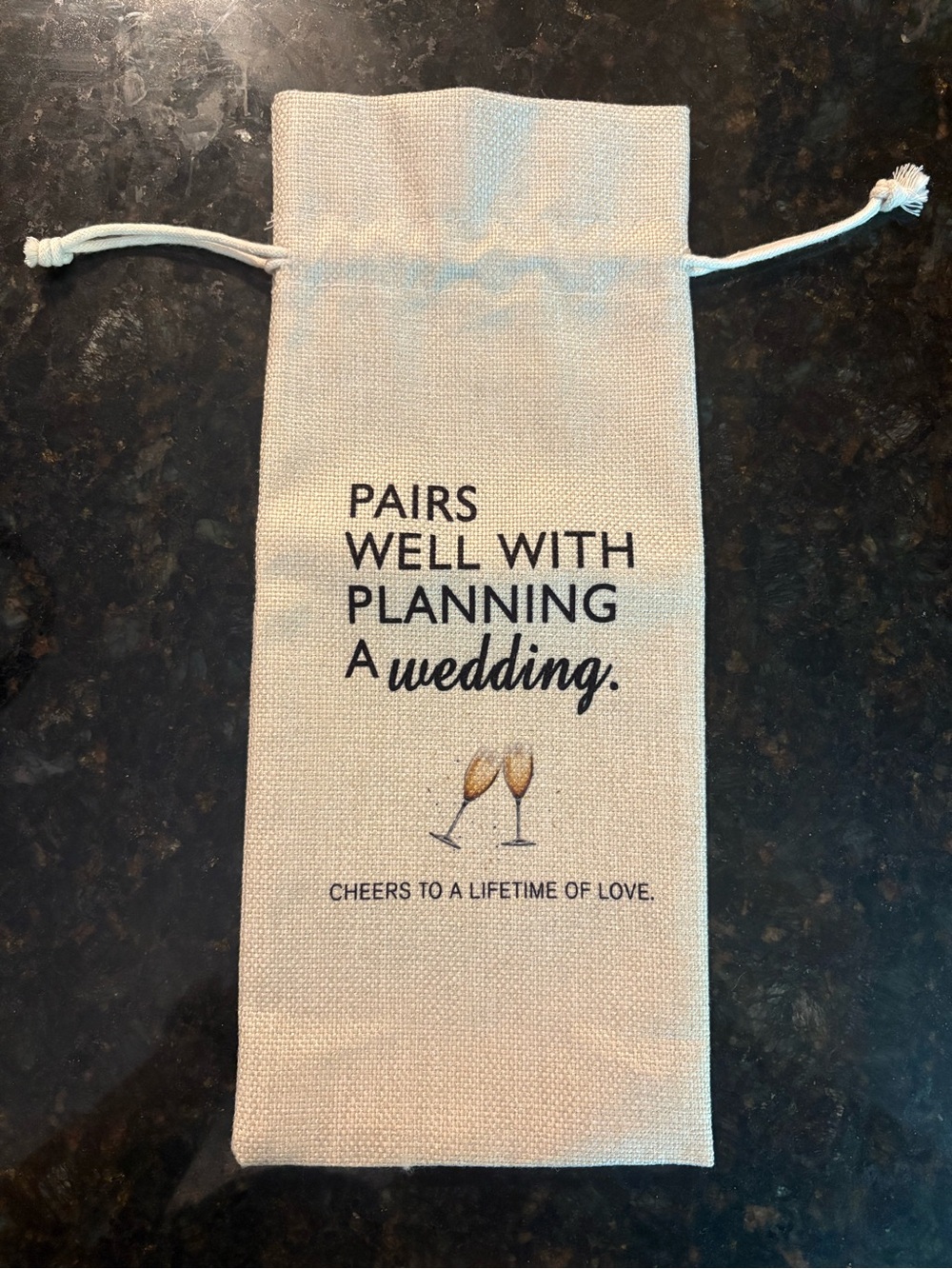 Wedding Wine Bag with Champagne & Confetti Graphic